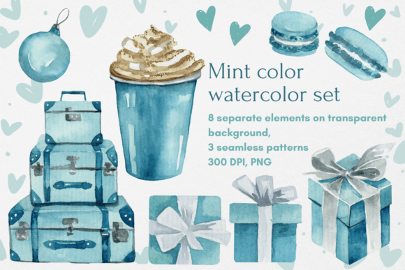 Download Mint Watercolor Clipart with Giftbox - Premium Resources