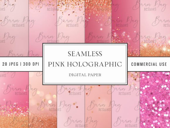 Download Pink Holographic Digital Paper Pack - Holographic digital paper Collection