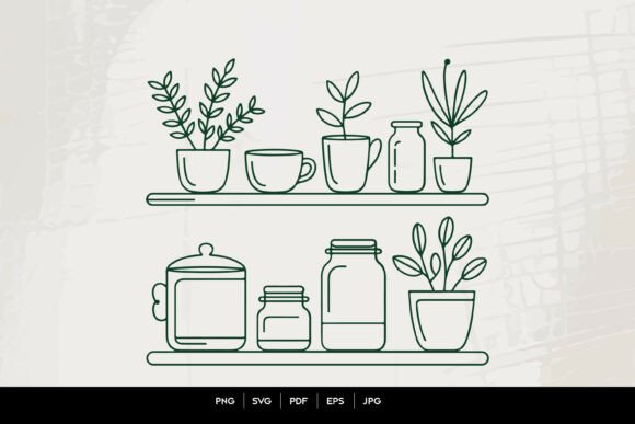 Download Minimal Kitchen Shelf Plants SVG - Minimal Collection