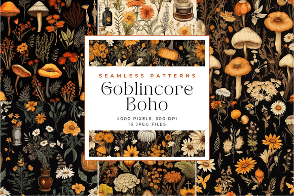 Download Watercolor Goblincore Boho Patterns - Boho patterns Collection