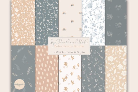 Download Soft Peach and Slate Boho Patterns - Boho patterns Collection