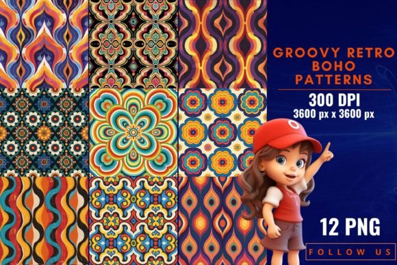Download Groovy Retro Boho Patterns - Boho patterns Collection