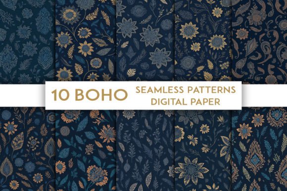 Download Seamless Boho Patterns - Floral - Boho patterns Collection